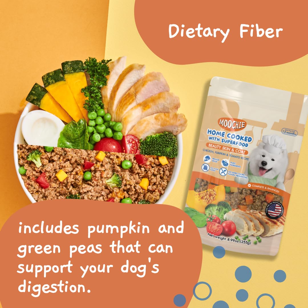 MOOCHIE, porción ideal para perros pequeños, dieta balanceada.
