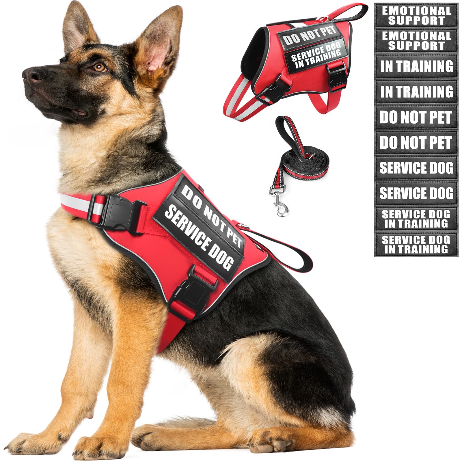MOOGROU arnés para servicio de perro rojo XL con ajuste cómodo