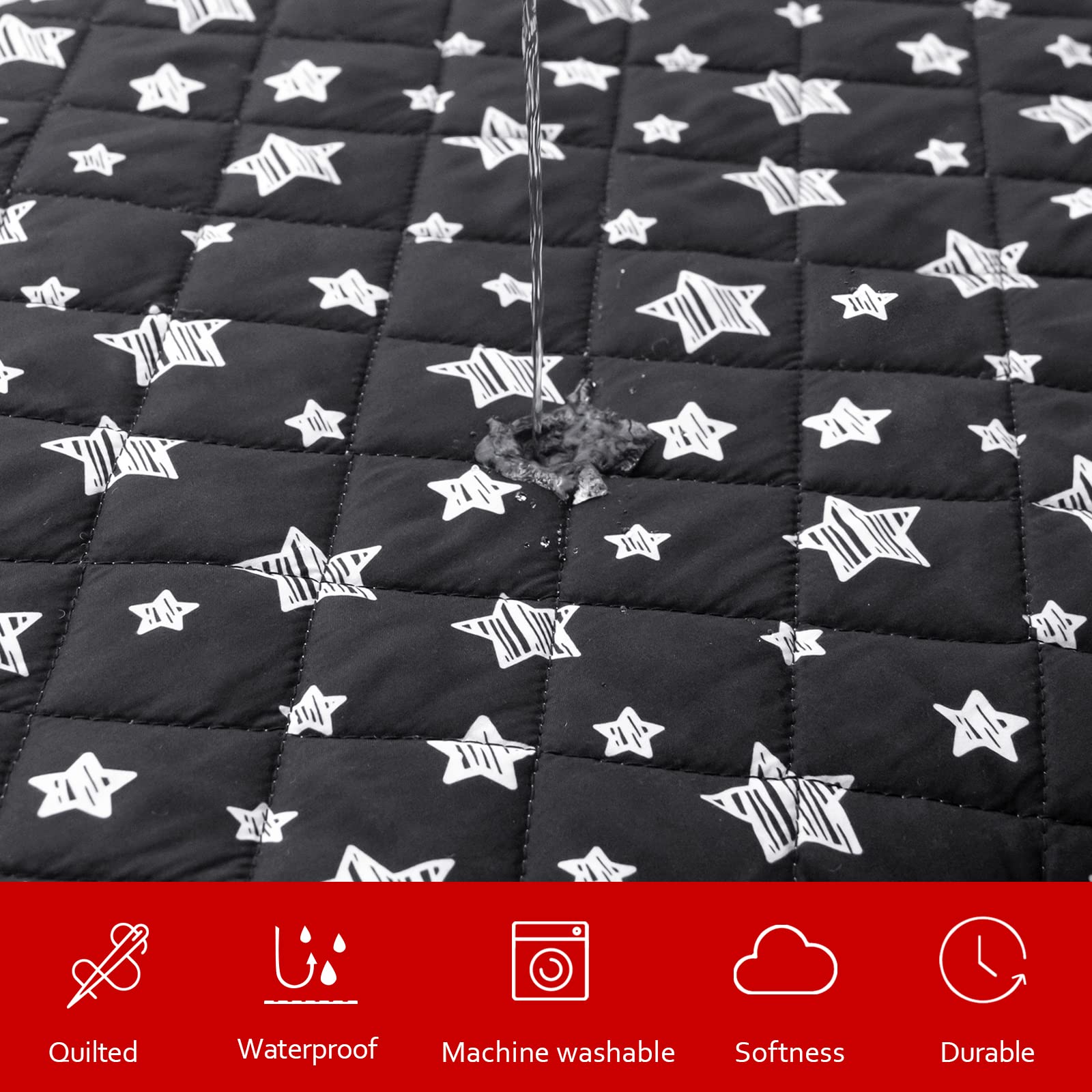 Moonsea funda cama perro acolchado suave con estrellas negras para mayor confort