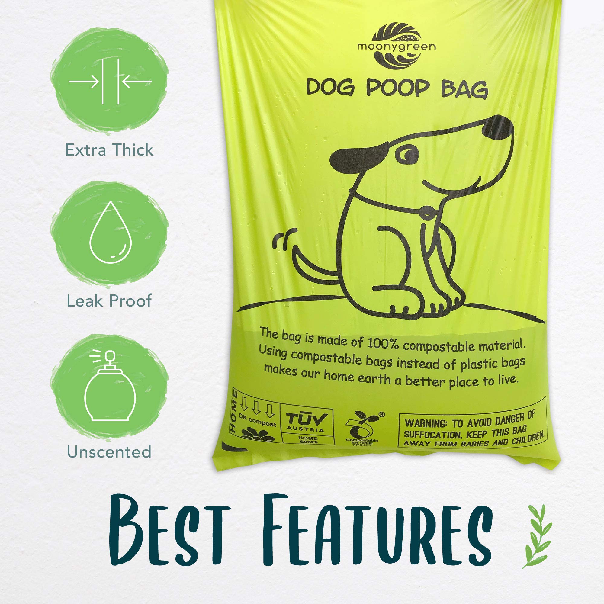 Bolsas sin fragancia Moonygreen, ideales para usuarios sensibles al olor.