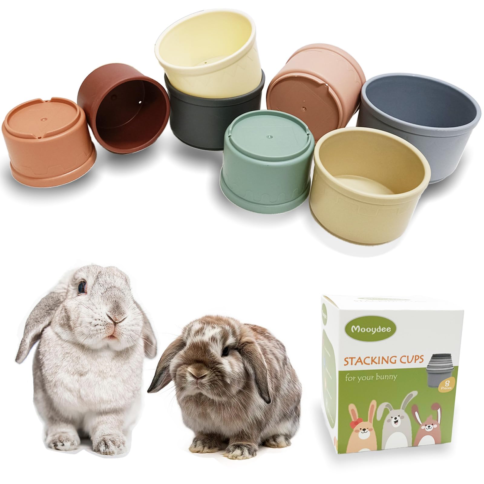 Mooydee tazas apilables para conejo en colores: estimulan juego y exploración