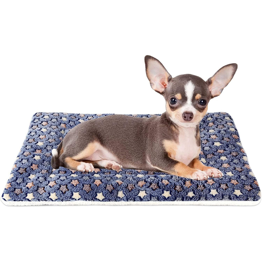 Almohadilla Mora Pets para jaula con estrella azul, reposo cómodo.