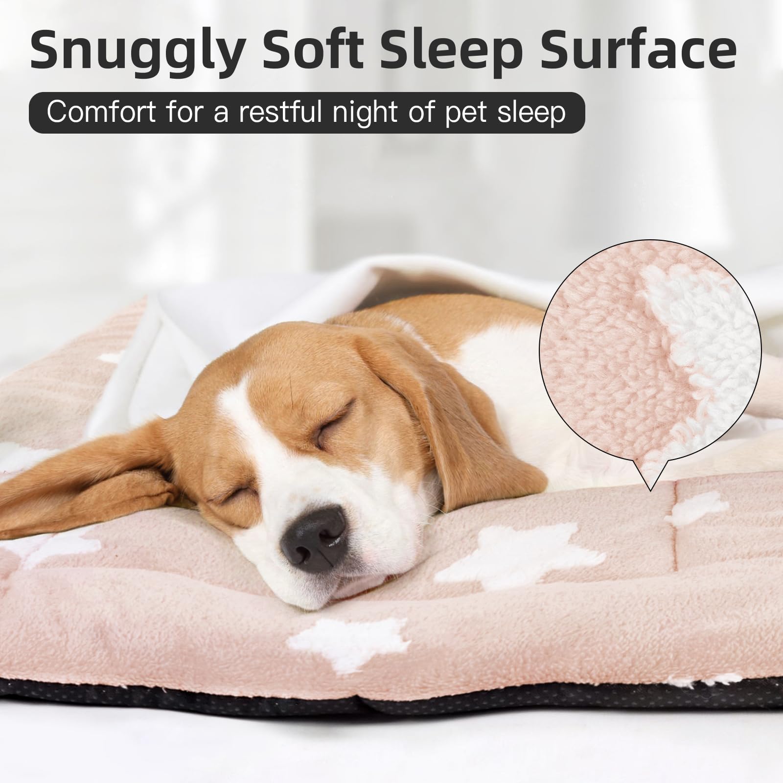 Mora Pets cama-jaula para perro rosa antideslizante mantiene estable al dormir.
