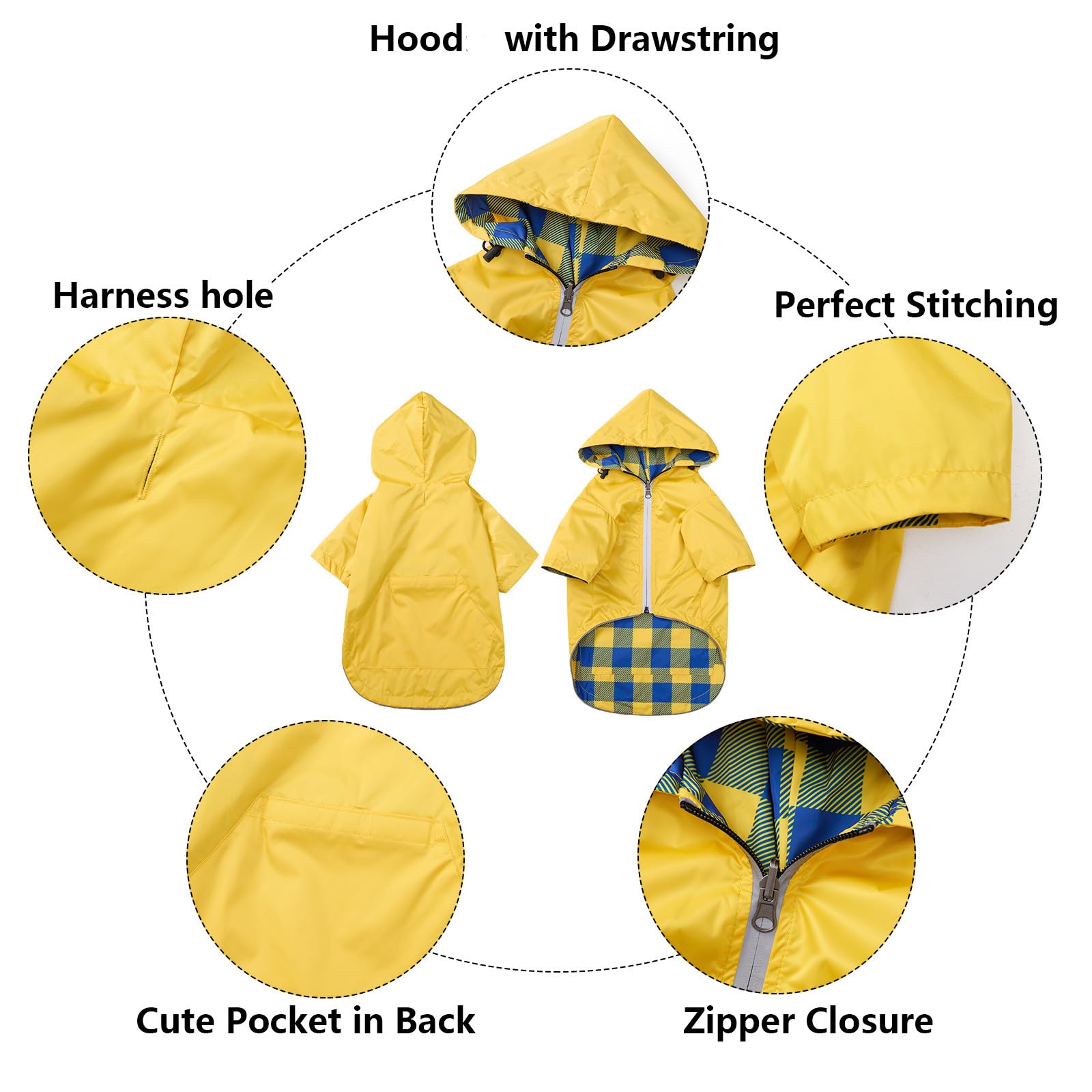 Morezi chaqueta para perro en amarillo reflectante, ideal para paseos con buena visibilidad.