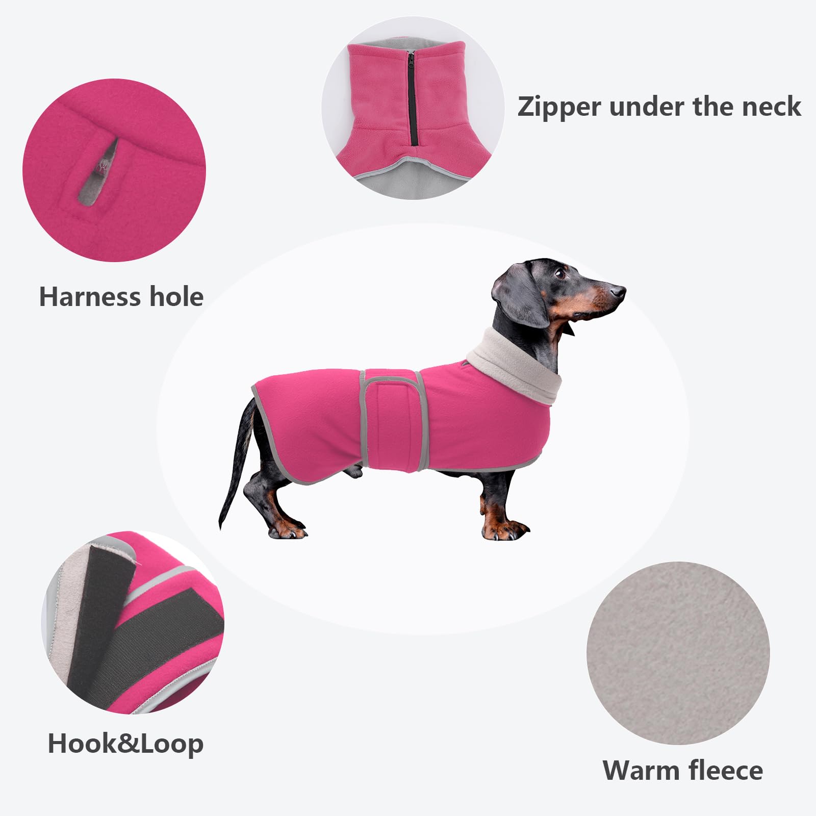 Morezi abrigo dachshund con cierre gancho-velcro fácil de vestir