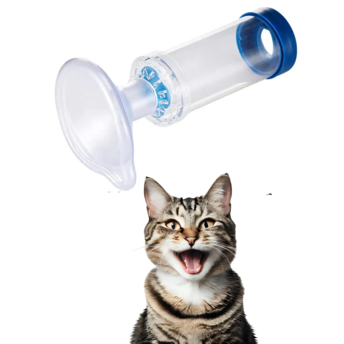 MORITAS PET espaciador inhalador con mascarilla para una administración suave.