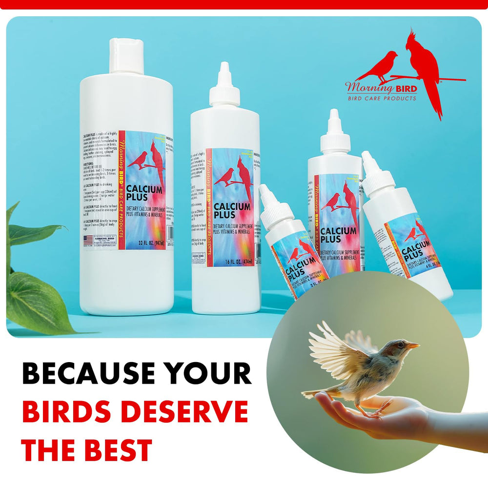 Morning Bird Calcio Plus Líquido, disponible en varias tallas para criaderos.