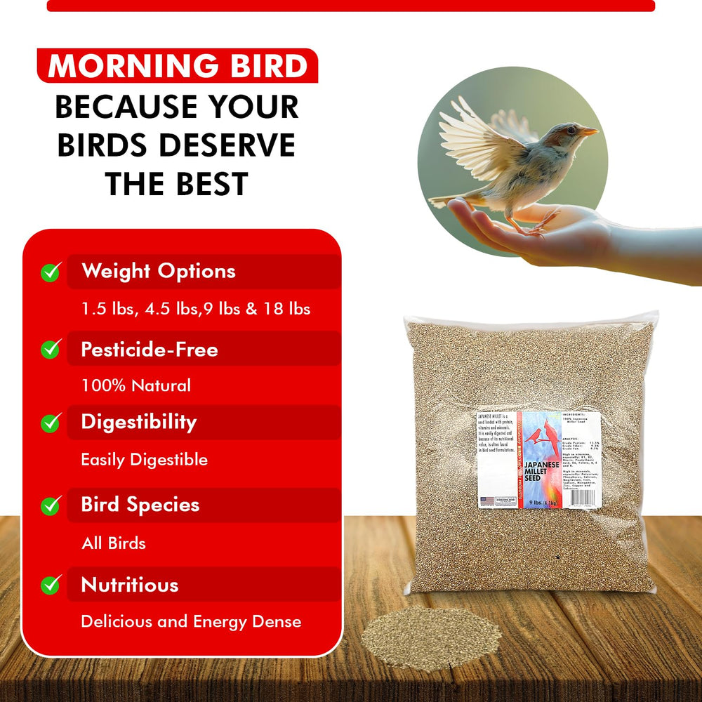 Morning Bird mijo japonés, frescura garantizada y calidad en cada bolsa.