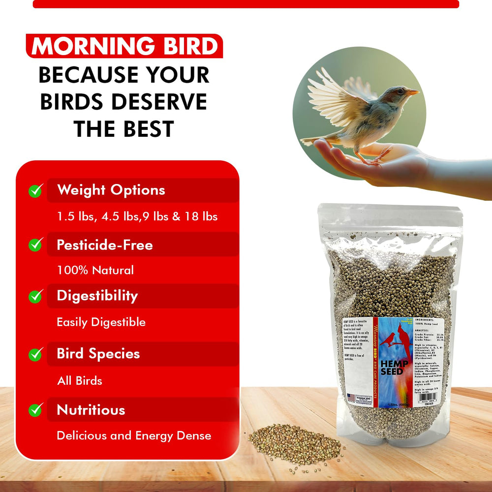 Fresco, natural y sin aditivos: Morning Bird cáñamo para cría y crecimiento.