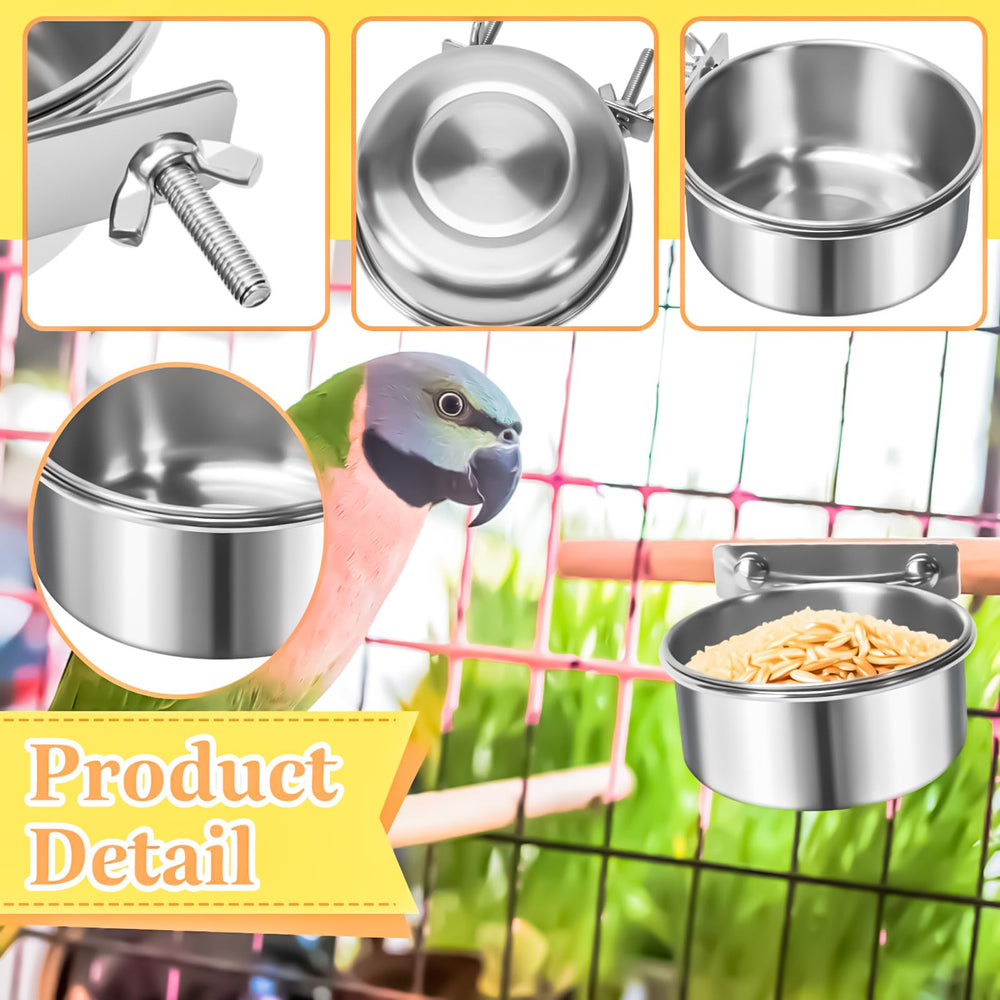 MotBach cuenco de alimento para aves con abrazadera estable