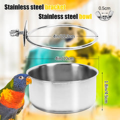 MotBach cuenco para aves con sujeción, abrazadera segura para jaula.