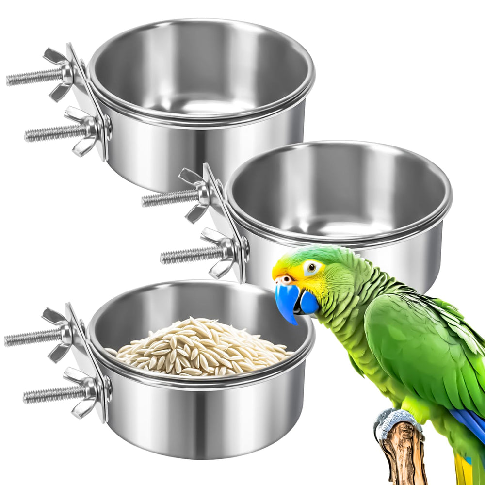 MotBach cuenco para aves con base y soporte en jaula
