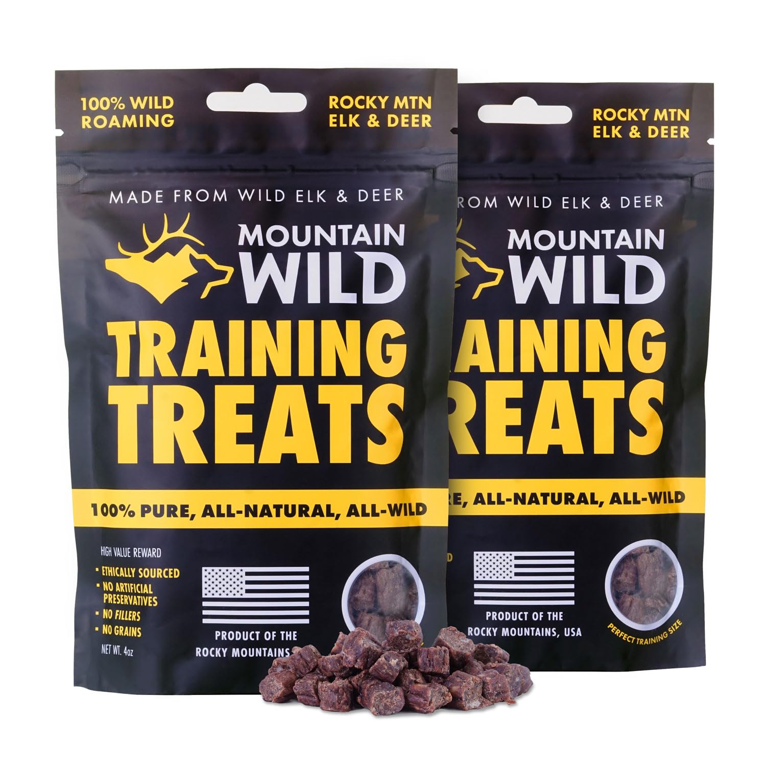 MOUNTAIN WILD trozos de alce para entrenamiento de perros, alta calidad natural.