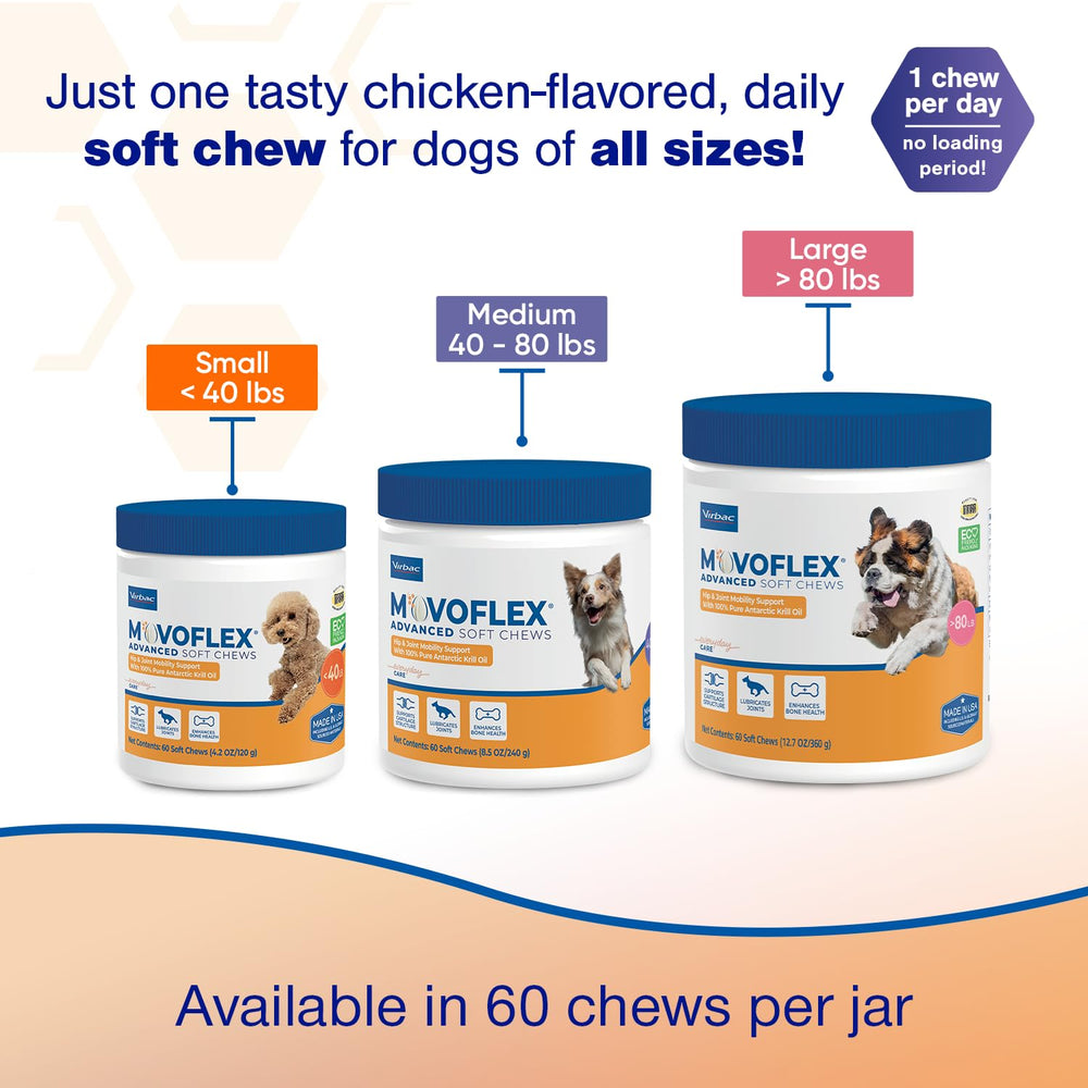 Dos frascos Movoflex para perros pequeños