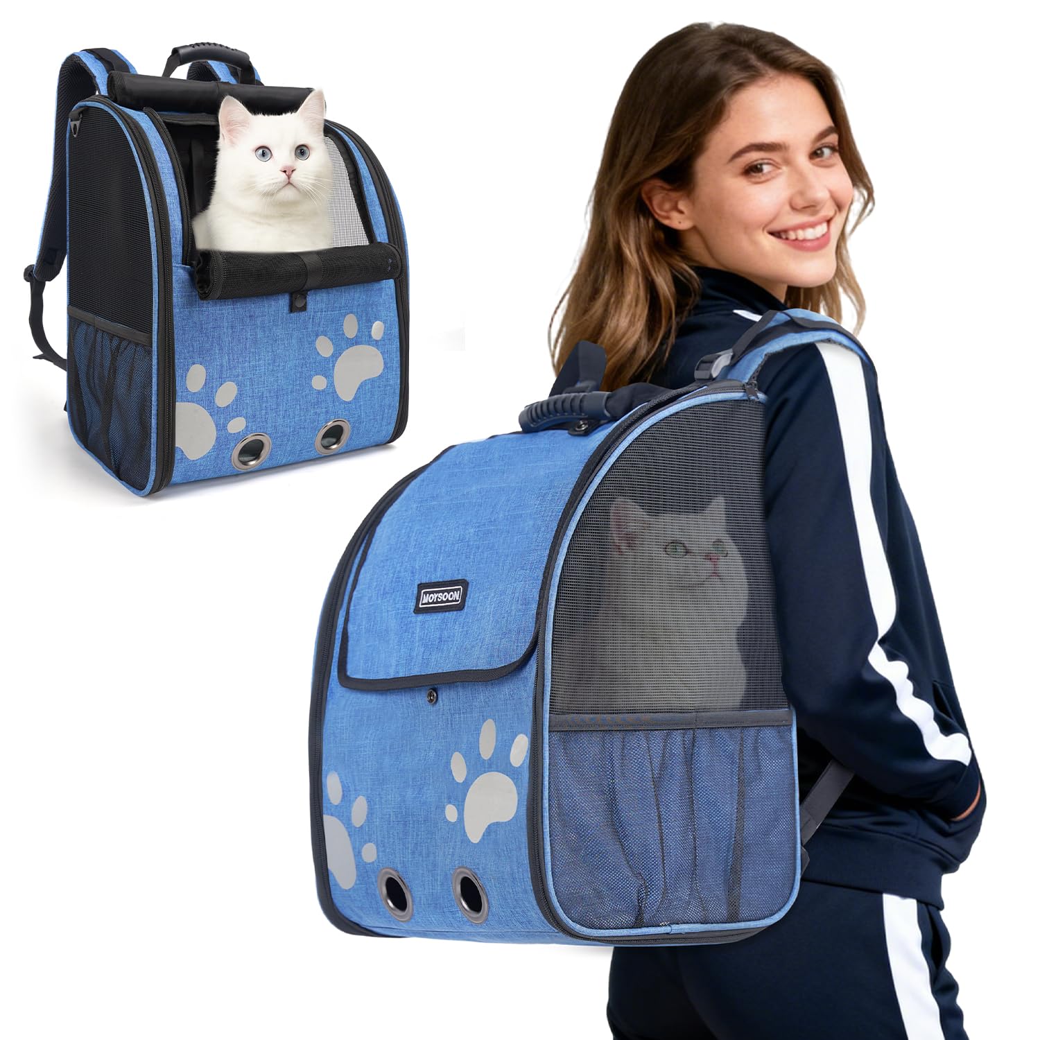 La Moysoon mochila gato acolchada y ergonómica para paseos largos.