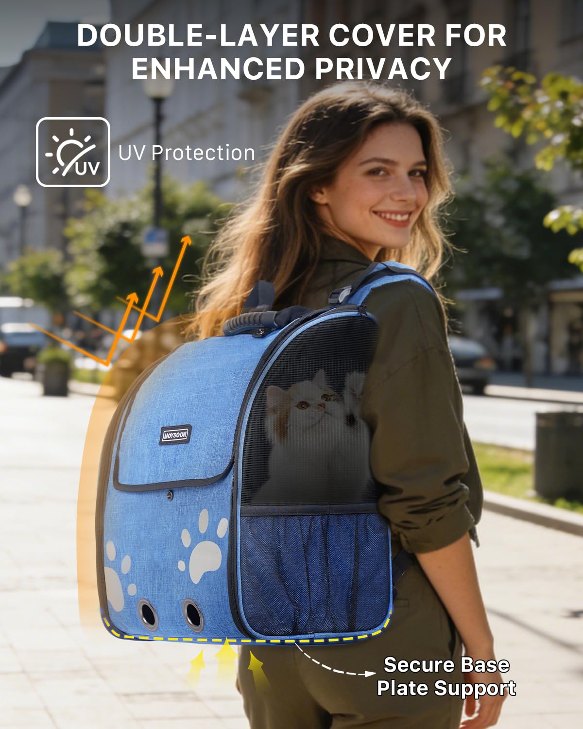 La Moysoon mochila gato bandas reflectantes para mayor seguridad nocturna.