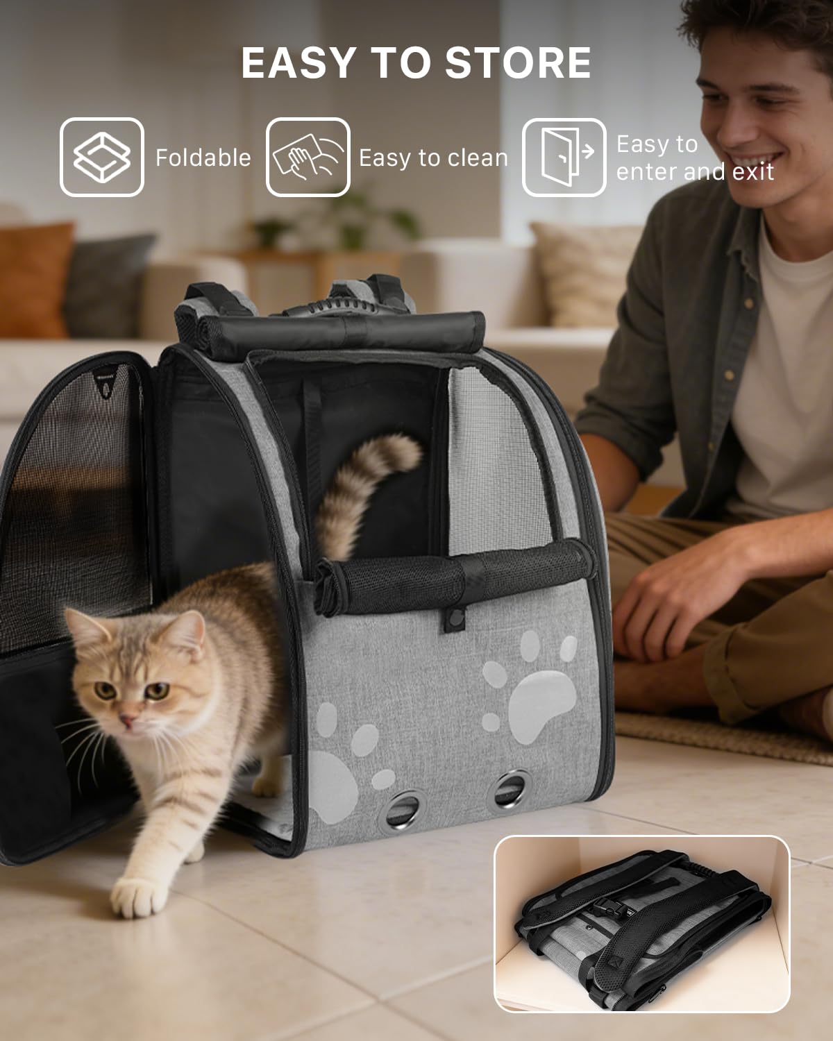 Moysoon Mochila-gato-cortina-privacidad proporciona privacidad y comodidad durante el transporte.