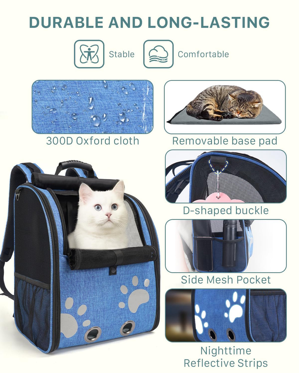 La Moysoon mochila gato diseño plegable para almacenamiento sencillo.