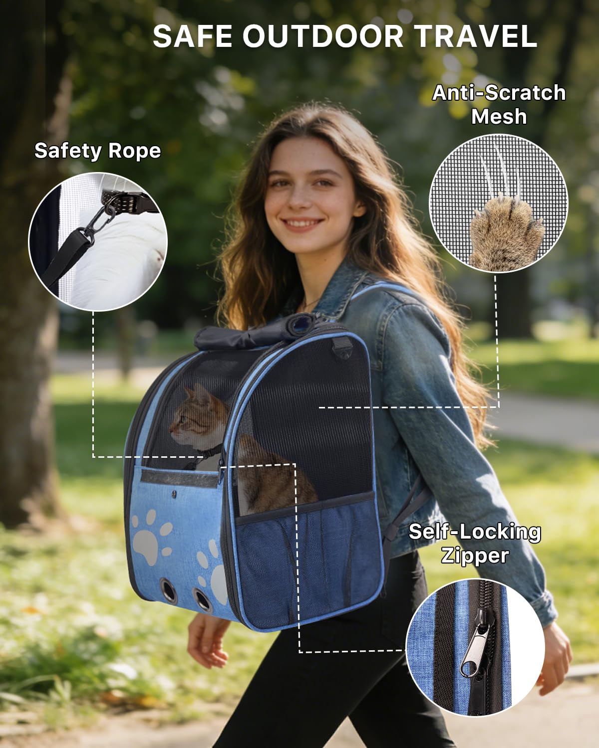 La Moysoon mochila gato tapa superior ajustable para privacidad y confort.
