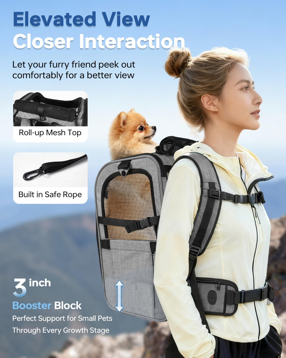 Moysoon Mochila Portaperro Respaldo Acolchado y Cinturón Lumbar: soporte cómodo