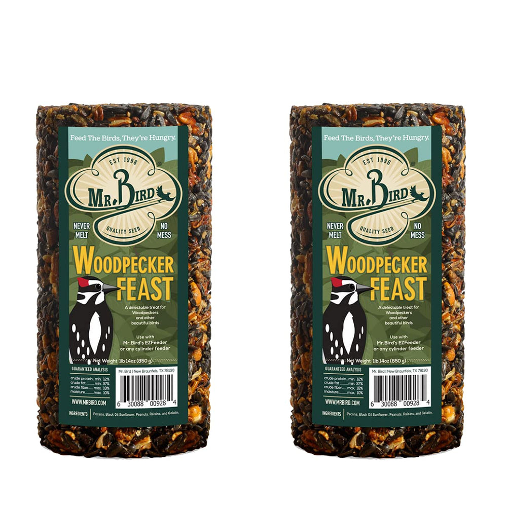 Mr. Bird Woodpecker Feast colgado con red incluido para alimentación exterior.