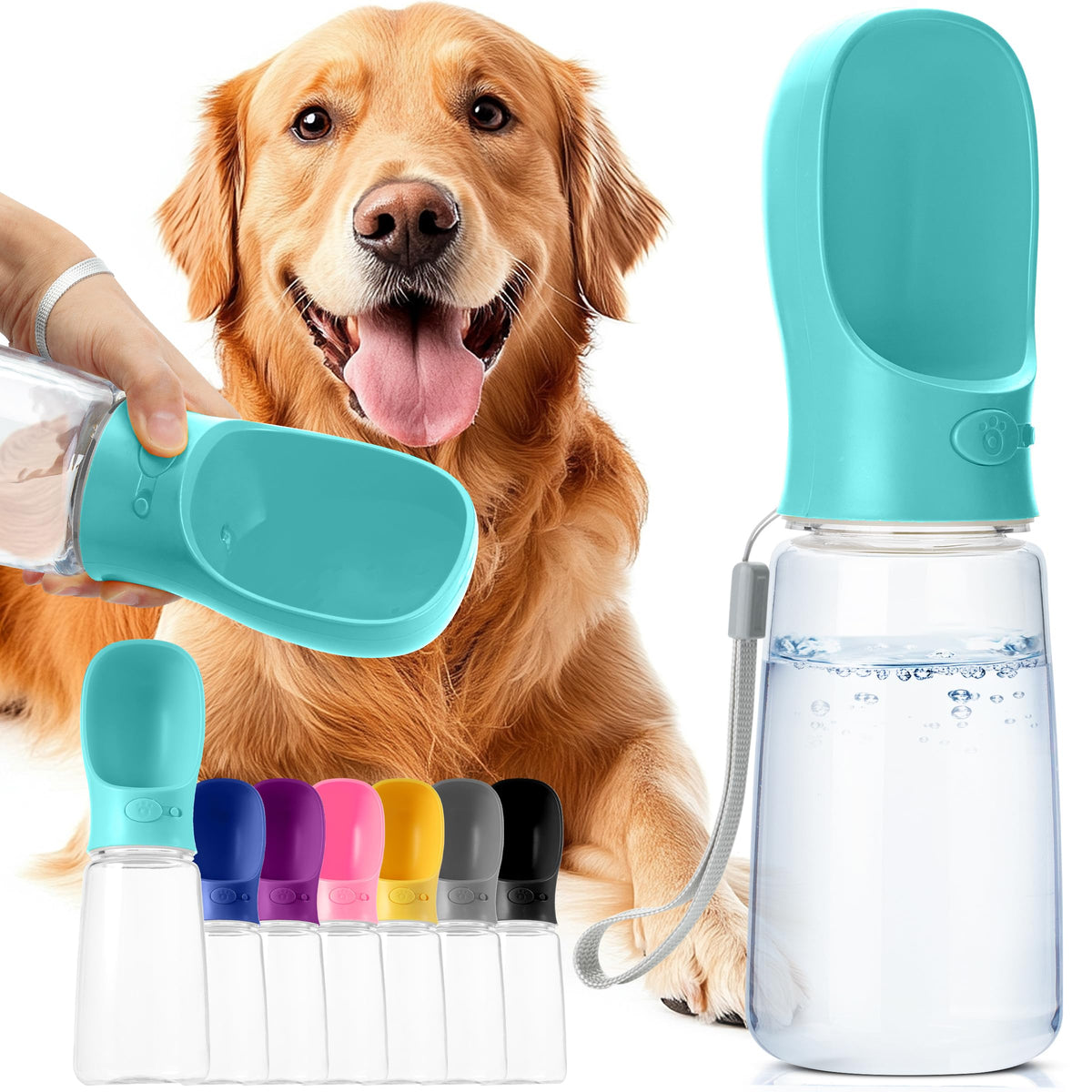 Mr. Pen botella de agua para perro 19 oz en azul, ideal para viajar.