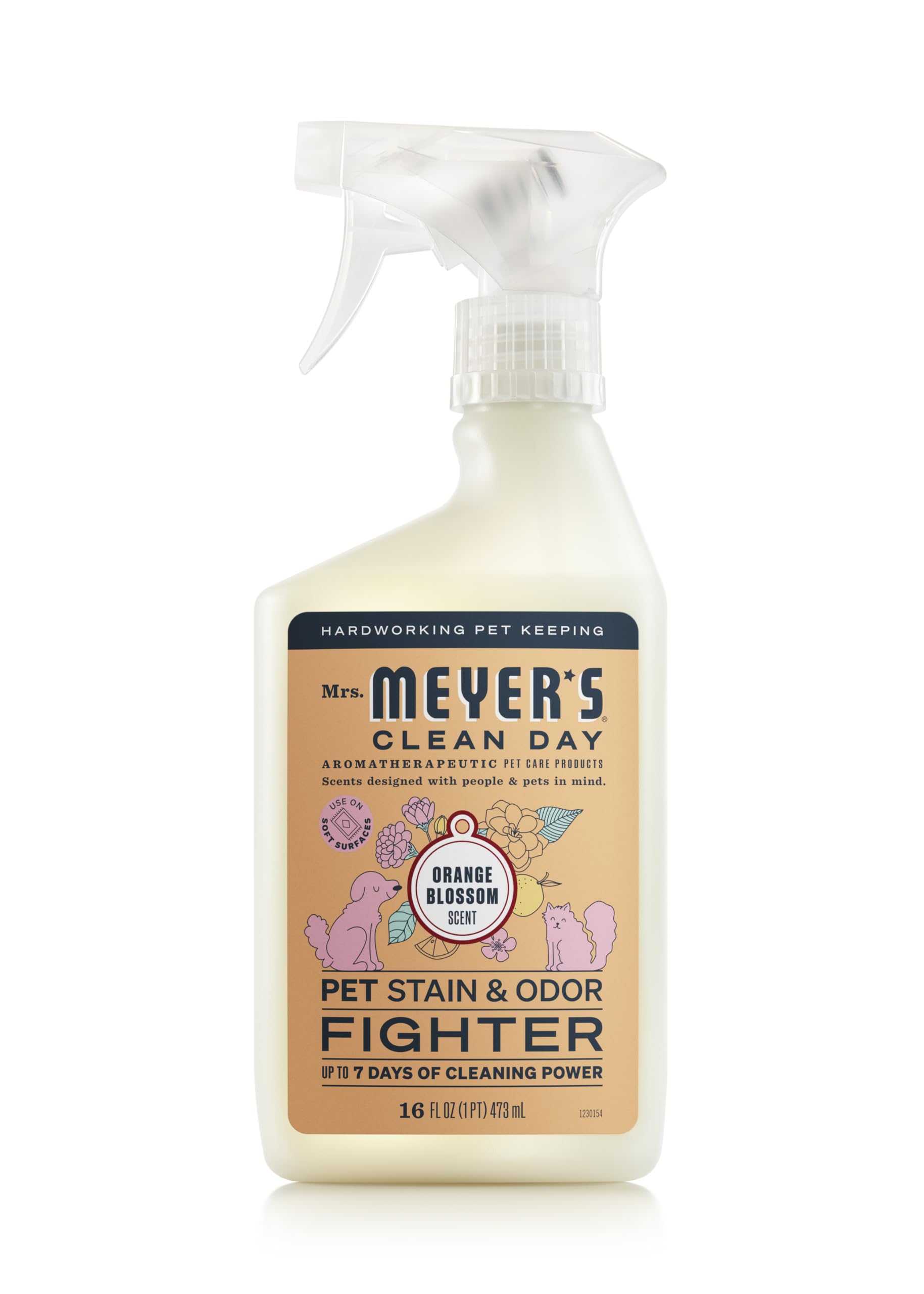 Mrs. MEYER'S Clean Day Stain & Odor Fighter, botella, trata manchas de mascotas.