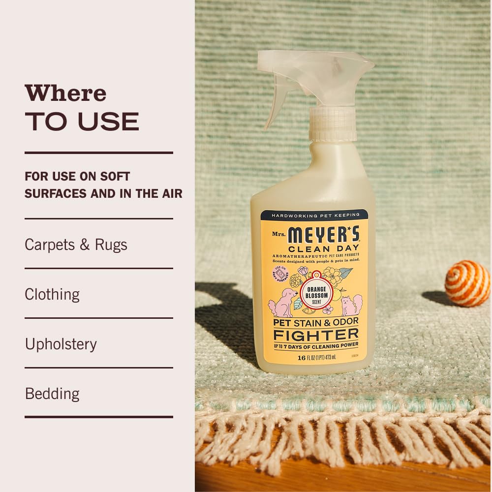 Mrs. MEYER'S Clean Day Stain & Odor Fighter, zonas de descanso de mascotas con olor fresco.