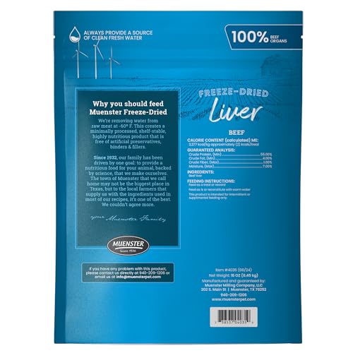 Muenster hígado liofilizado textura: bocado nutritivo para entrenamiento.