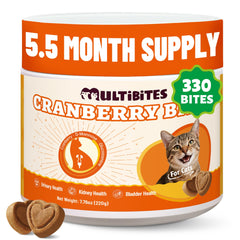 Multibites 330 chicles cranberry para gatos, apoyo la infección urinaria y bienestar de la vejiga.