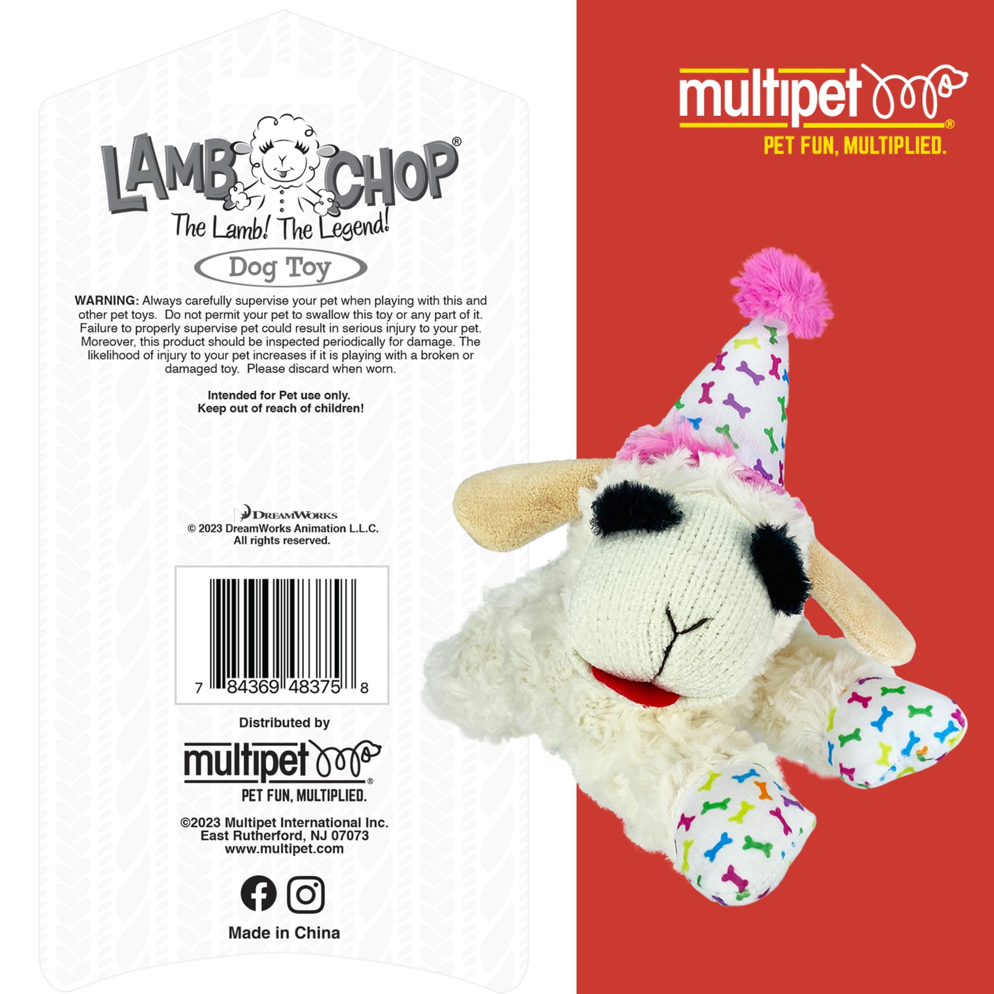Chirrido incluido en Lamb Chop para estimulación y juego interactivo.