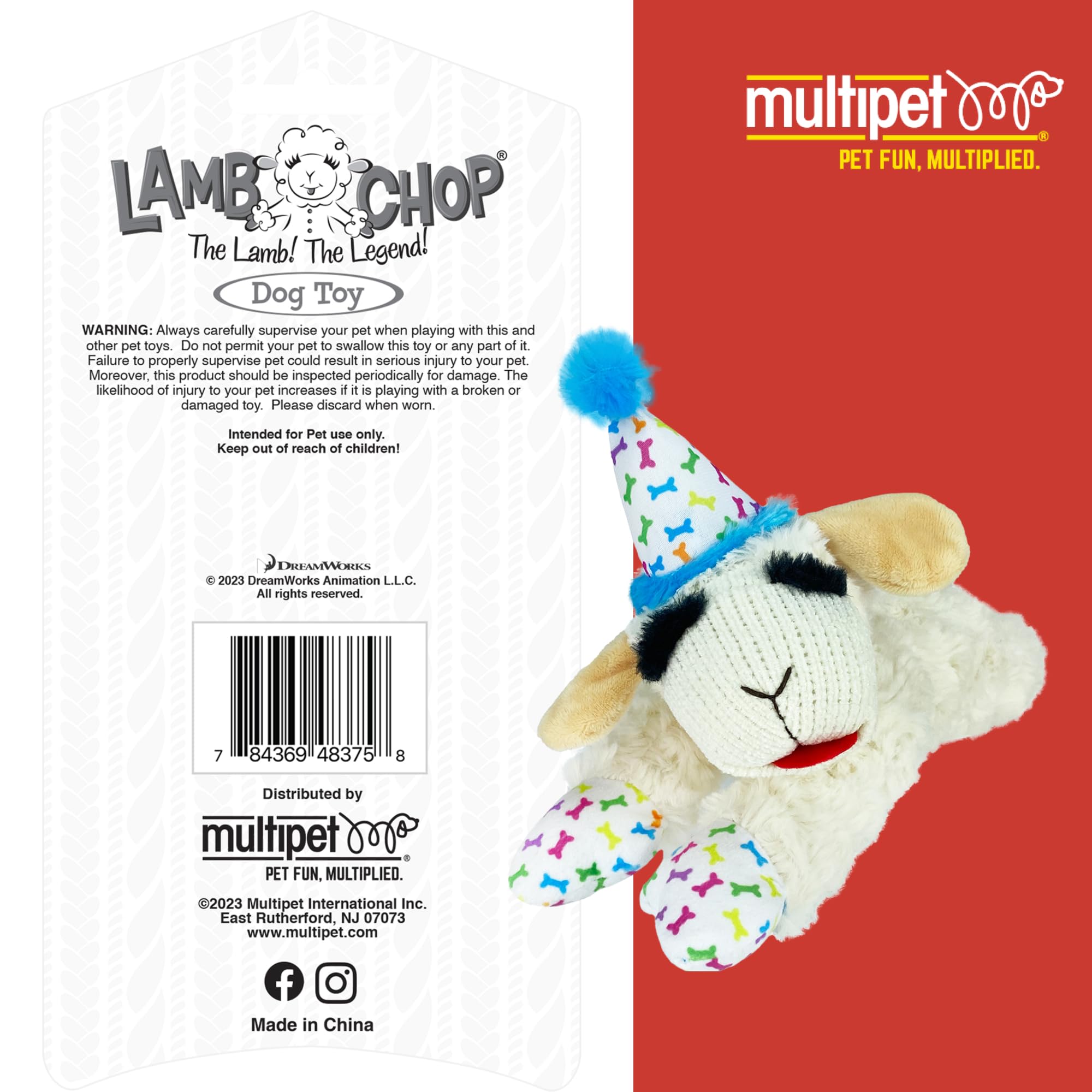 Multipet Lamb Chop diseño con patitas y dibujos atractivos para perros.