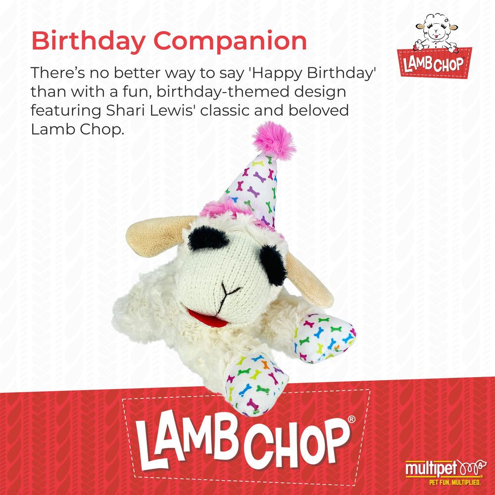 Lamb Chop de Multipet con sombrero rosa, ideal para abrazos.