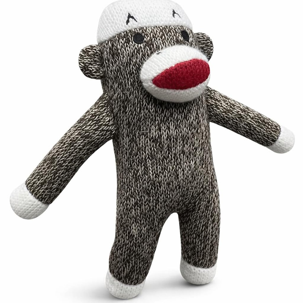 Multipet monito calcetín: juguete peluche con sonajero para juego activo.