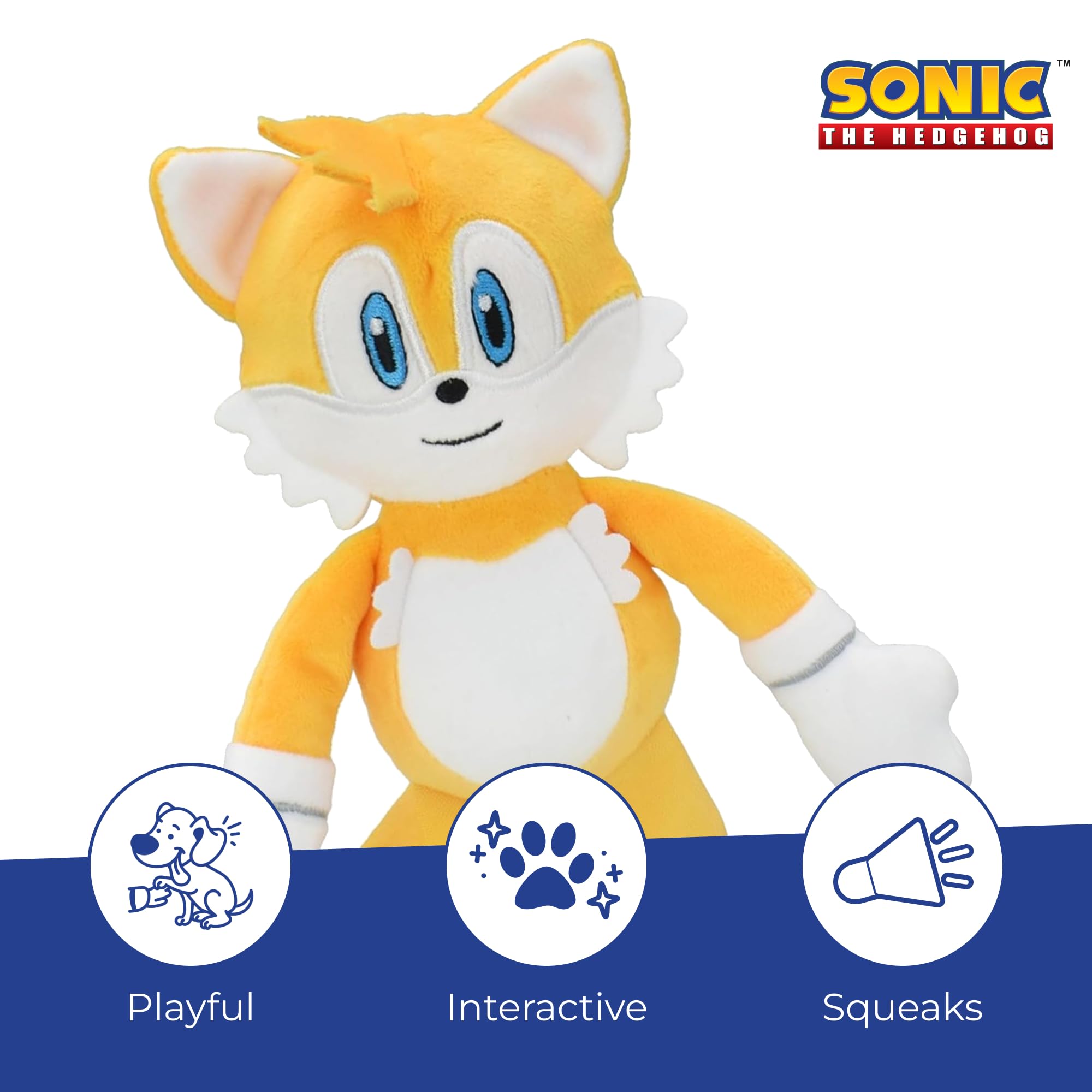 Multipet Sonic Tails, juguete para perro con efecto crinkle para explorar.