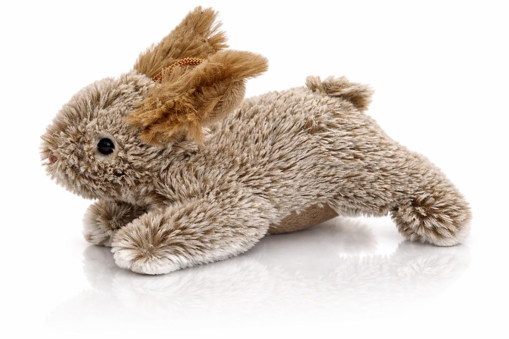 Multipet Thumperz conejo peluche 6 pulgadas para juego interactivo y agarre cómodo.