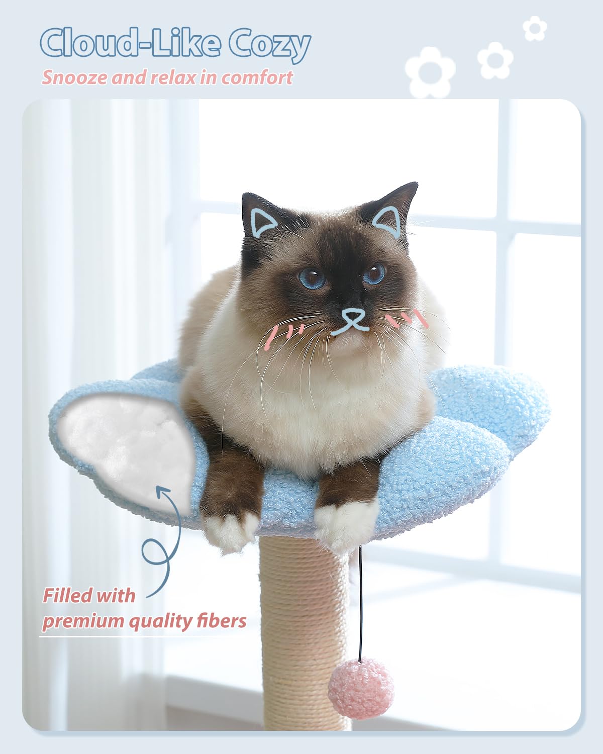 MUTTROS árbol para gatos, superficie rosa fácil de limpiar.
