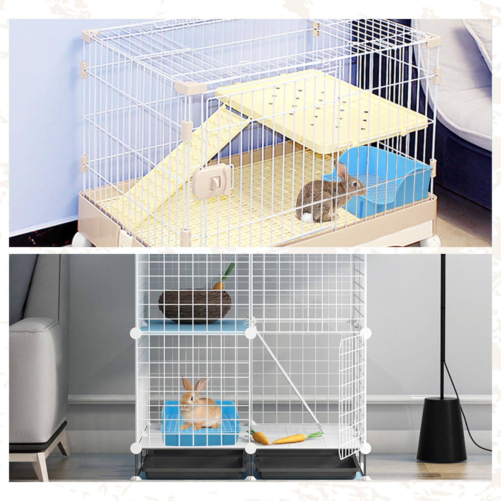 MUYG caja de arena para conejo, absorbe olores con pads desechables