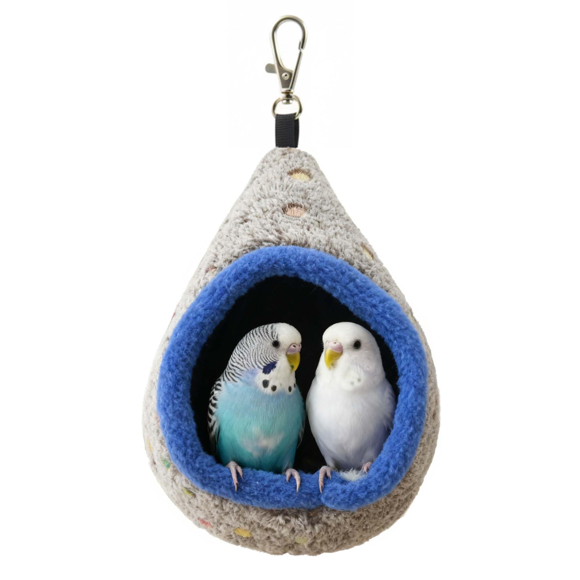 MuYaoPet Nido-Hamaca para aves redonda gris, ideal para descanso cálido y privado.