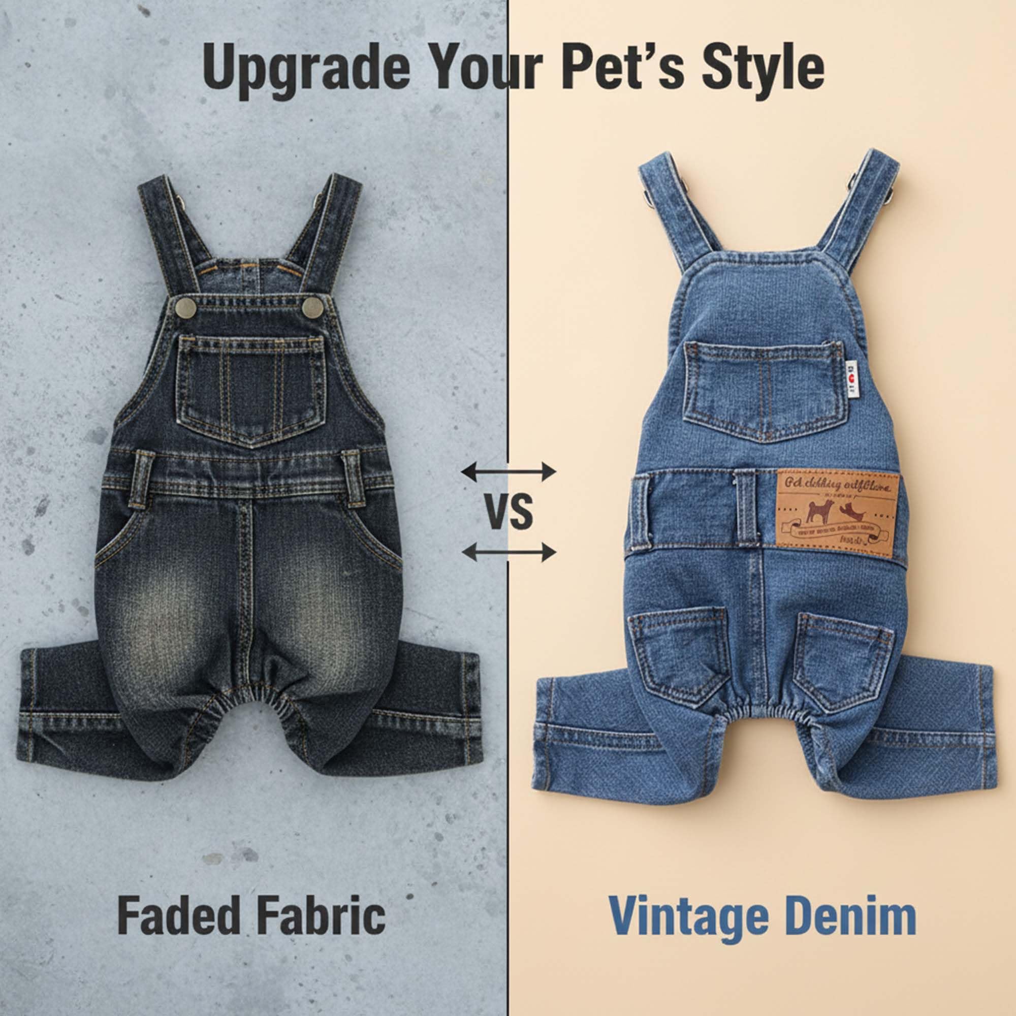 MuYaoPet overol denim azul, fácil de poner y quitar.