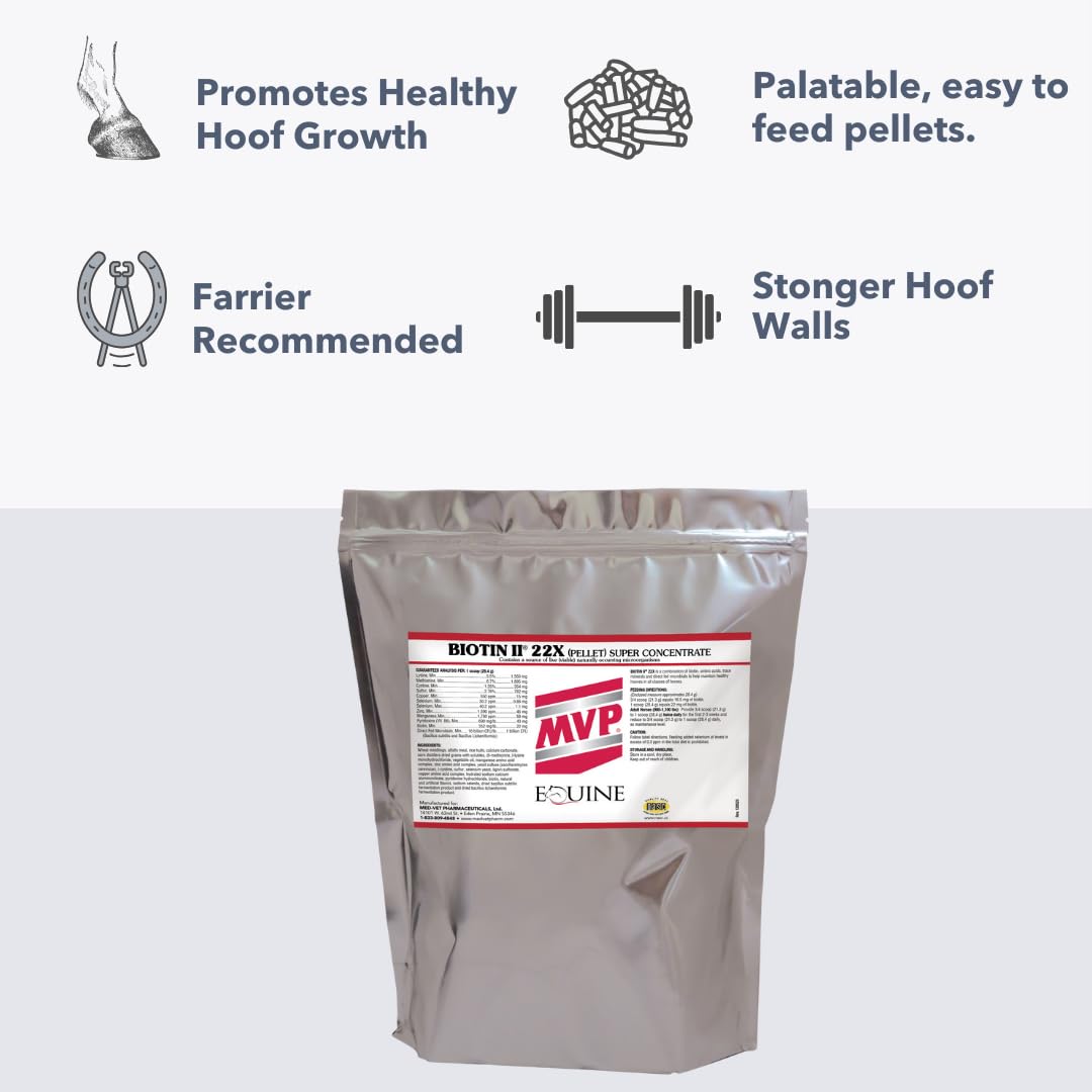 MVP Biotin II 22X, pellets, formato de dosificación práctico para la ración diaria.