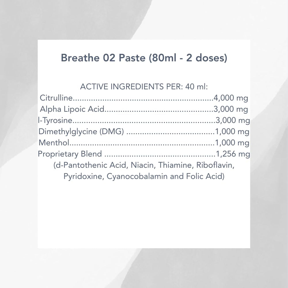 MVP Breathe O'2 envase con etiqueta clara para identificar fácilmente.