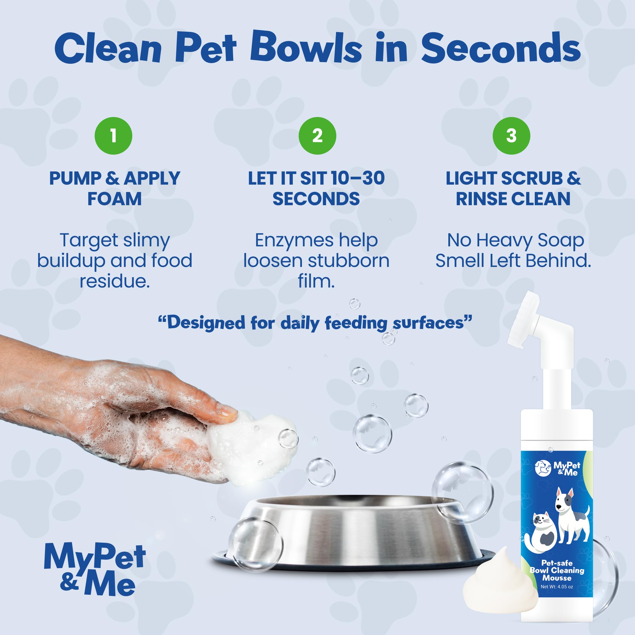My Pet & Me: enjuague con espuma de bajo residuo, enjuague fácil