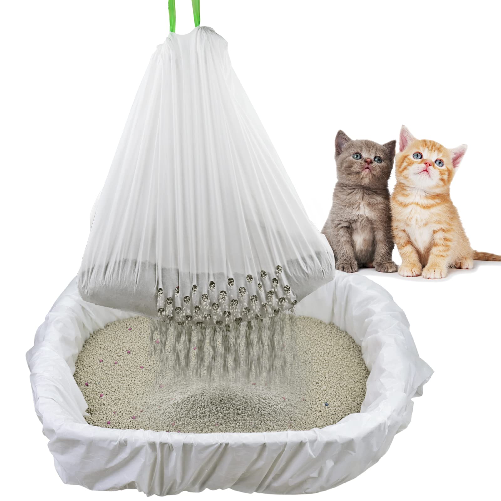 Mygeromon bolsa para bandeja de gatos con agujeros y cordón, desechar fácilmente.