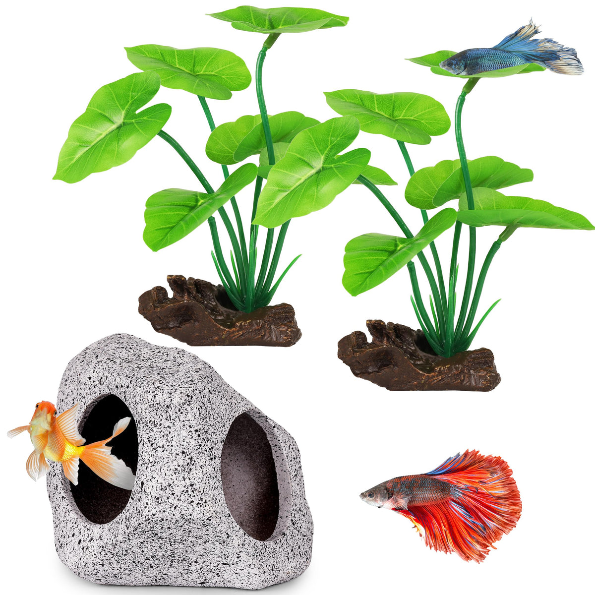 MyLifeUNIT cueva de roca decorativa, refugio seguro para bettas con reducción de estrés.