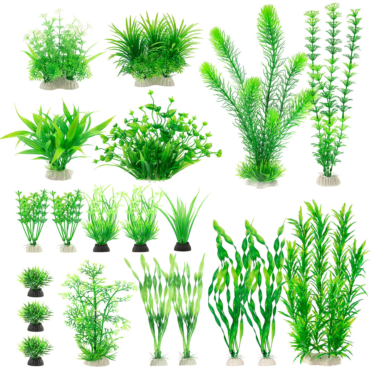 MyLifeUNIT plantas para acuario, conjunto de 20 verdes para decoración natural.