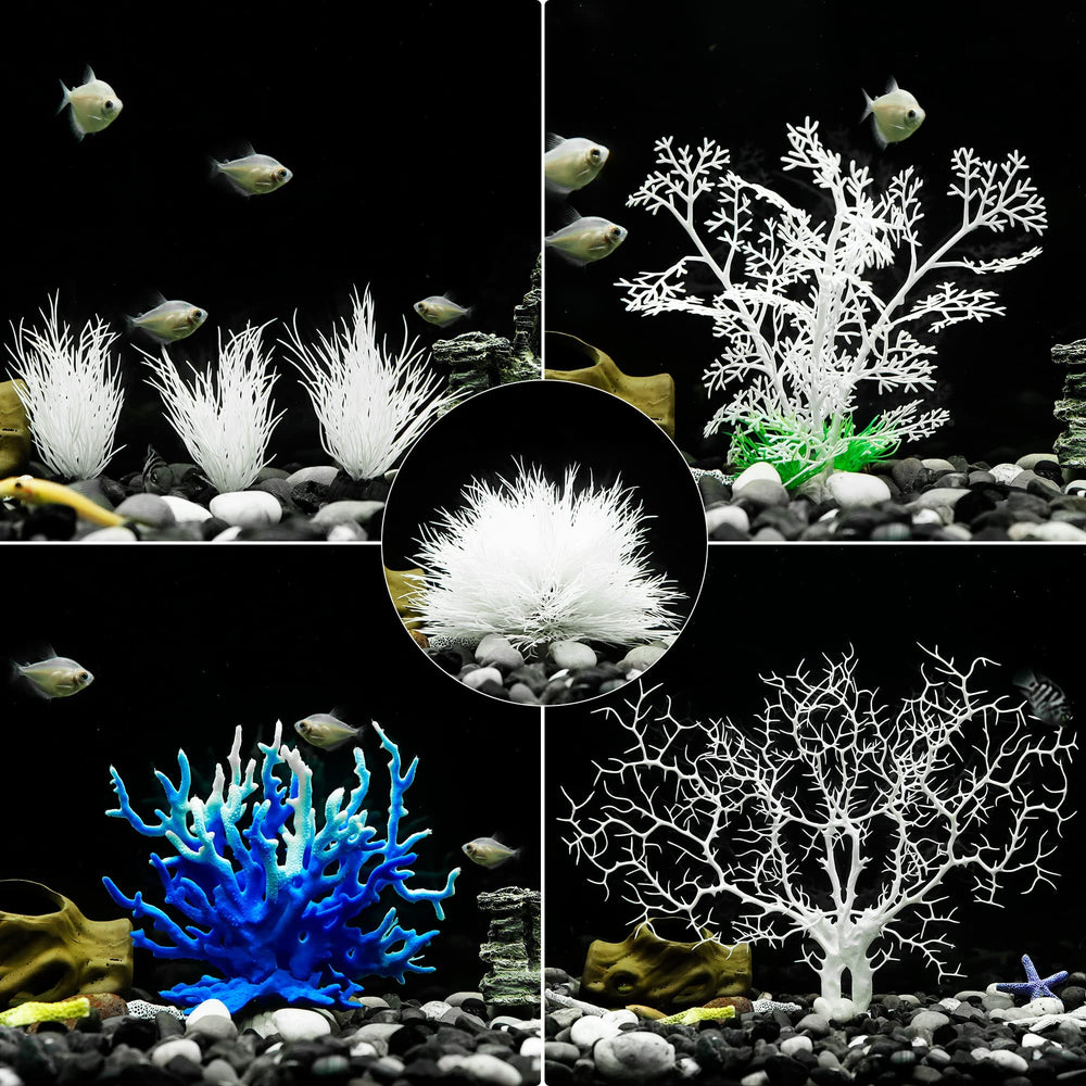 MyLifeUNIT plantas sintéticas blancas para acuario, suaves y seguras