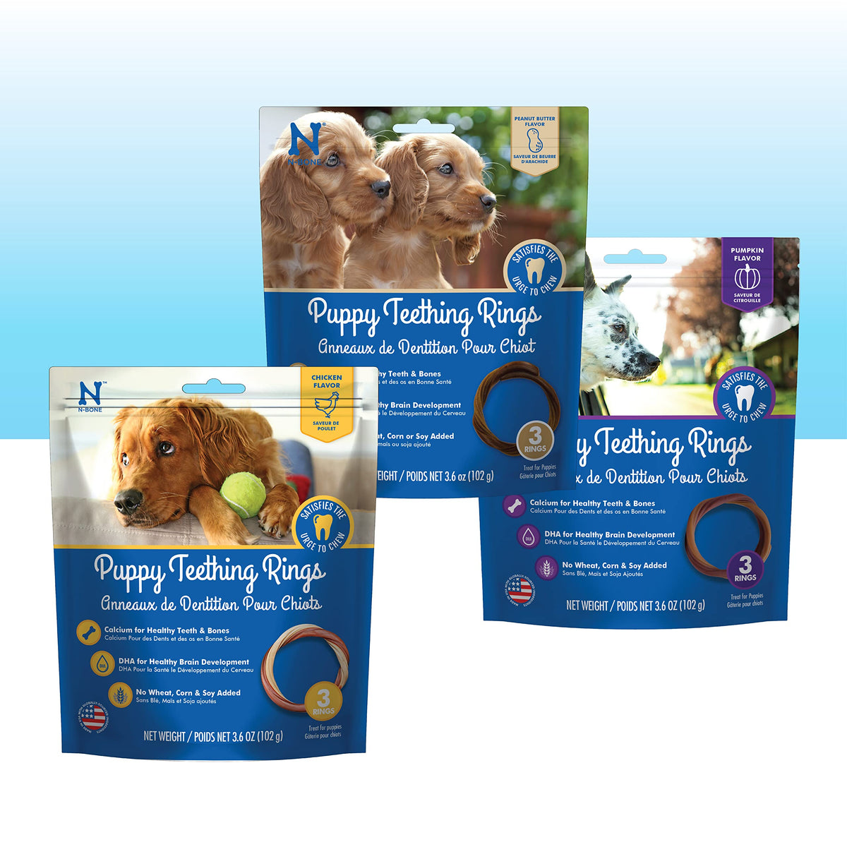 N-Bone Puppy Teething Rings pollo: anillo crujiente para aliviar molestias de dentición