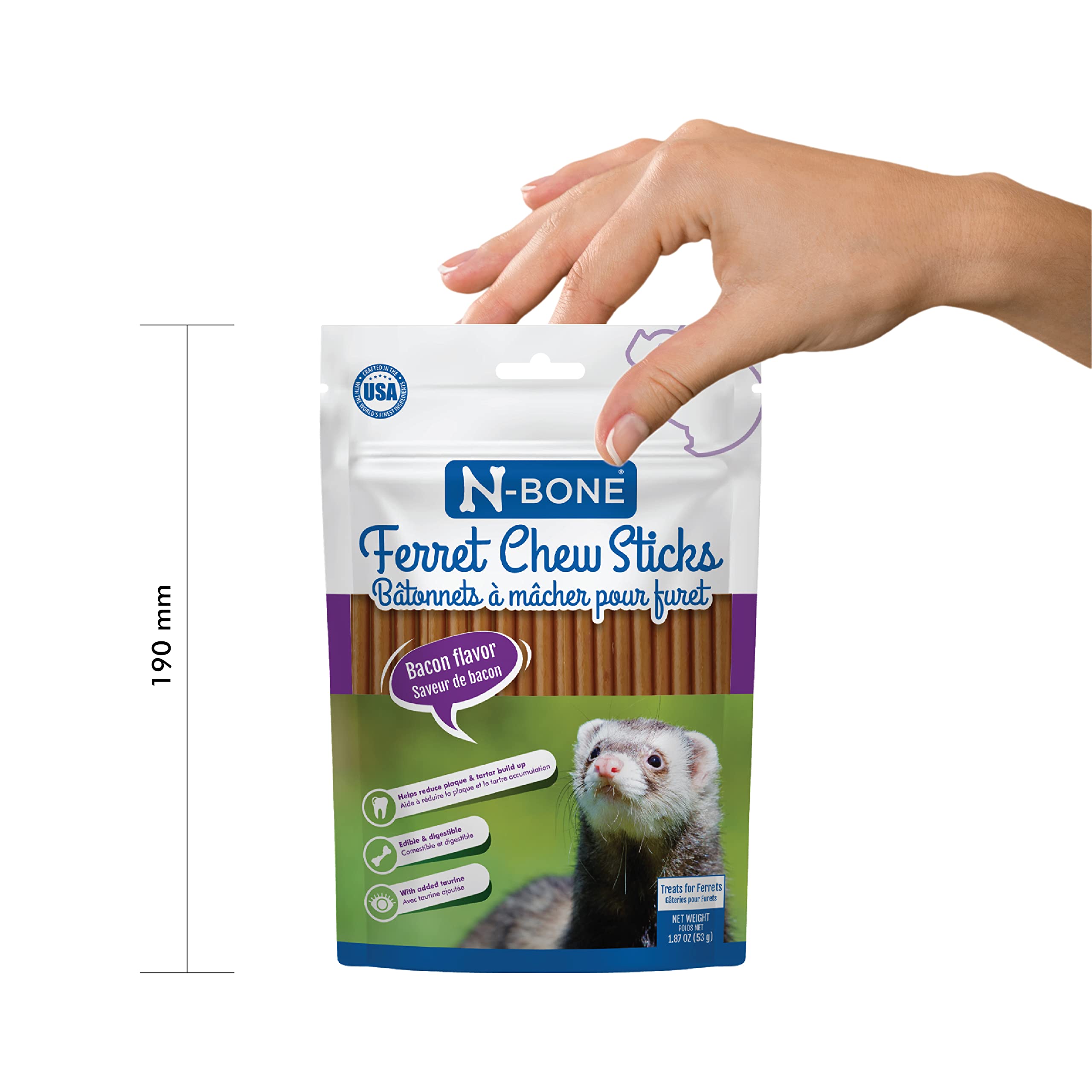 N-Bone Ferret Chew Sticks omega 3-6 para piel y pelaje.
