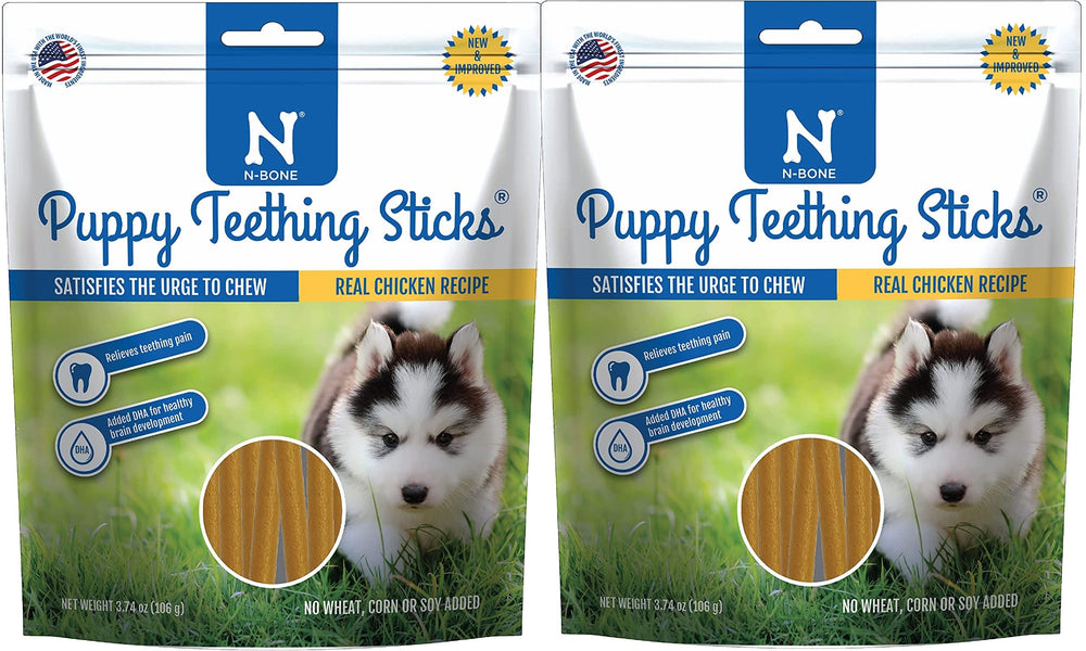 N-Bone golosinas para dentición de cachorros, textura flexible para dientes en desarrollo.
